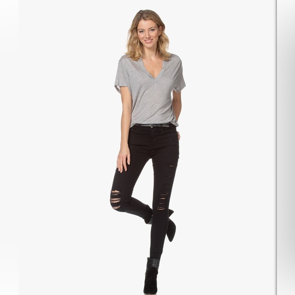 FRAME “Le Skinny de Jeanne” Ripped Black Jeans - size 24 - Picture 5 of 11
